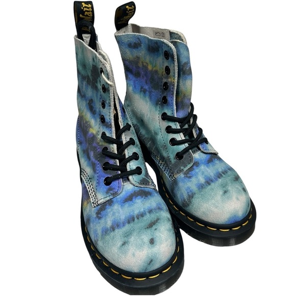 Dr. Martens NIB Pascal Blue Summer Tie Dye Lace Up Boots Women's US 7 EU 38 - Picture 5 of 14